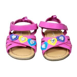 Faded Glory Infant‎ Girls Rhinestone Heart Sandals Size 2 NWOT